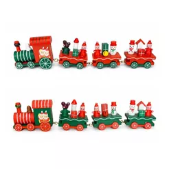Trem de Natal Madeira Enfeite Natalino Decoração Casa Mesa