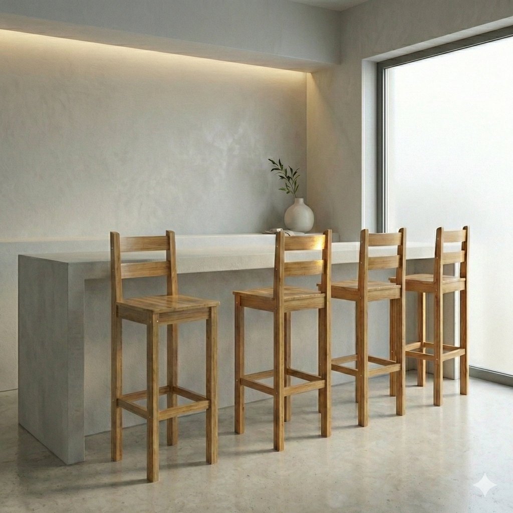 Kit 4 Banquetas Altas em Madeira Maciça Nogueira Martin Marrom 4