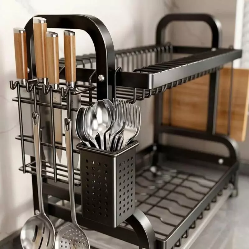 Escorredor de Louça Kitchen Rack em Aço Inoxidável Preto para Pia 43cm — foto 8