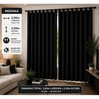 Cortina Blackout Ilhos Antiluz 280x250cm Tecido Grosso Bloqueio Luz Protecao Ambiente