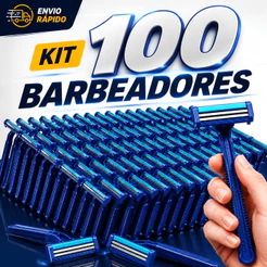 Kit 100 Barbeador Descartável de Alta Precisão Aparelhos de Barbear com 2 Lâminas e Fita Lubrificante Azul Só Aqui