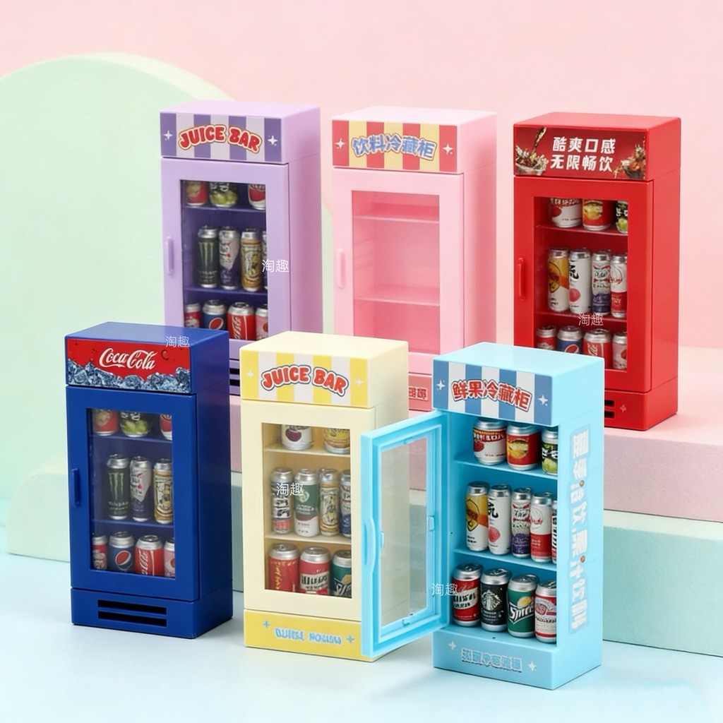 Simulação Mini Geladeira , Freezer , Máquina De Bebidas Modelo Em Miniatura Conjunto De Jogo De Comida Supermercado Item