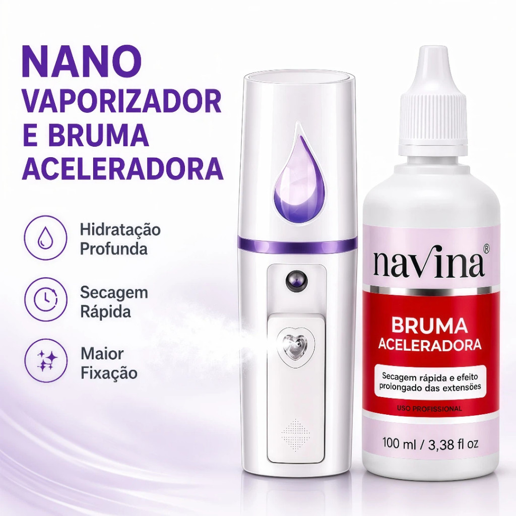 Nano Mister Vaporizador + Bruma Navina 100ml Acelerador Para Extensão de Cílios