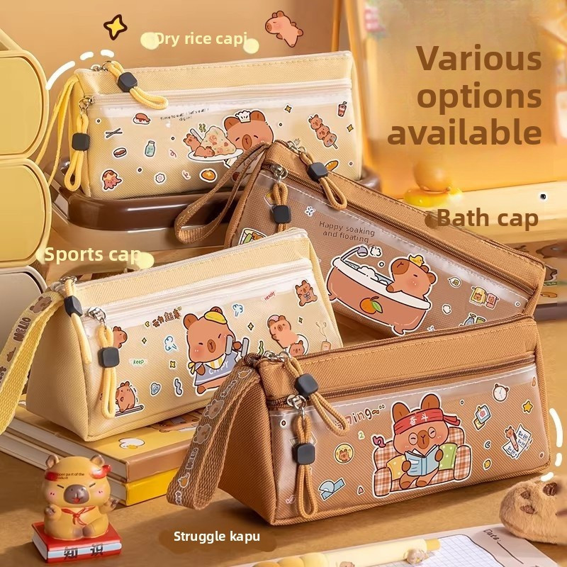 Saco de armazenamento de papelaria portátil de grande capacidade com zíper abertura e fechamento caixa de papelaria +