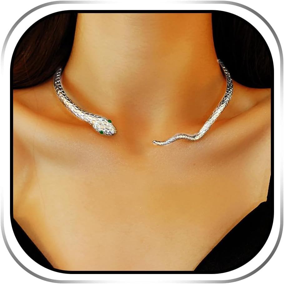 Colar Choker Punk em Forma de Cobra da JEAIRTS, Ajustável, Estilo Gótico, Joia de Fantasia Medusa para Mulheres, para Ha