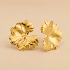 Brinco Flor Orgânica Banhado a Ouro 18K Grande Elegante Feminino | Elegância Atemporal e Design Exclusivo - JOIAS AGAU