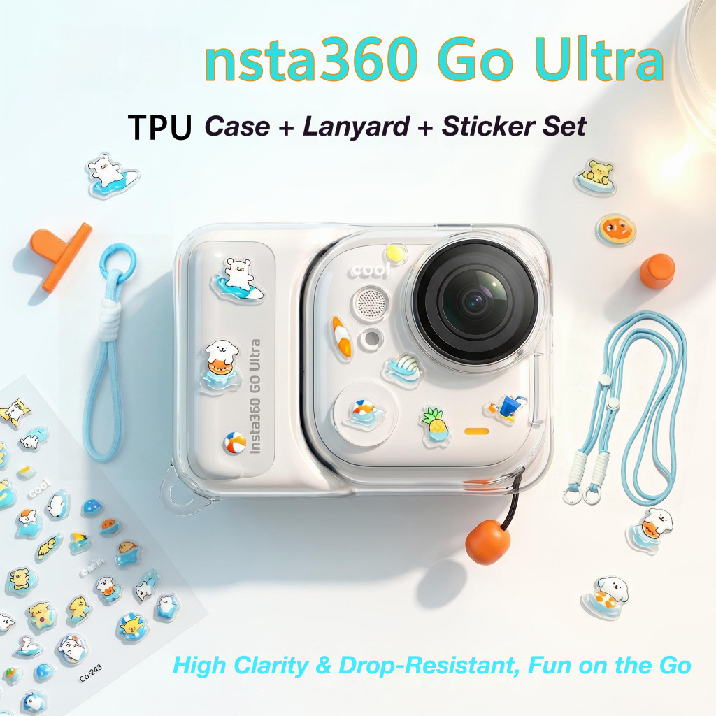 Capa Protetora Ultra Resistente para Insta360 Go em TPU com Dissipação de Calor, Anti-Queda, Tampa de Lente e Cordão