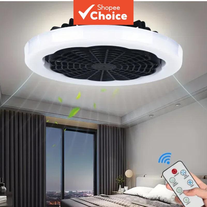 E27 30W Ventilador de Teto LED com Luz e Controle Remoto, Lâmpada de Teto Regulável com Ventilador de Resfriamento, 3