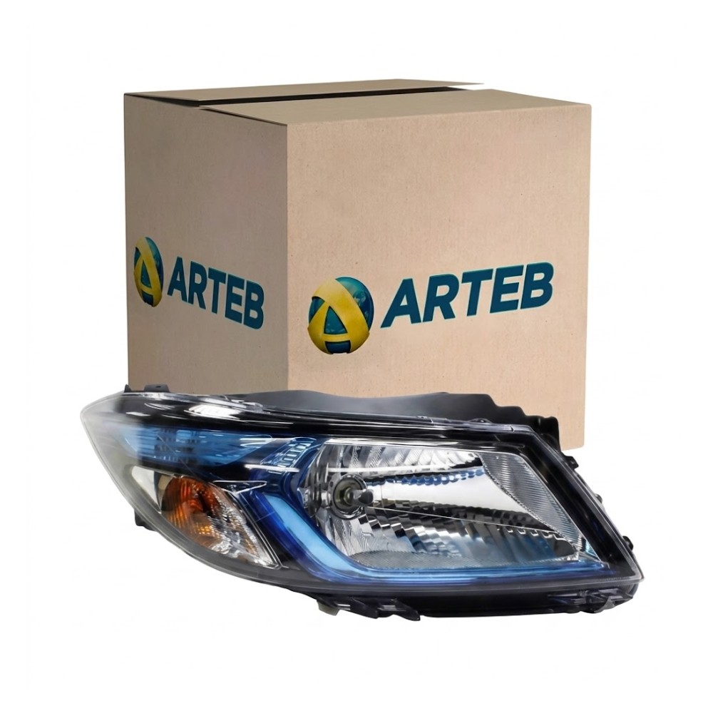Farol Direito H4 Moldura Azul Onix Prisma 2012-2016