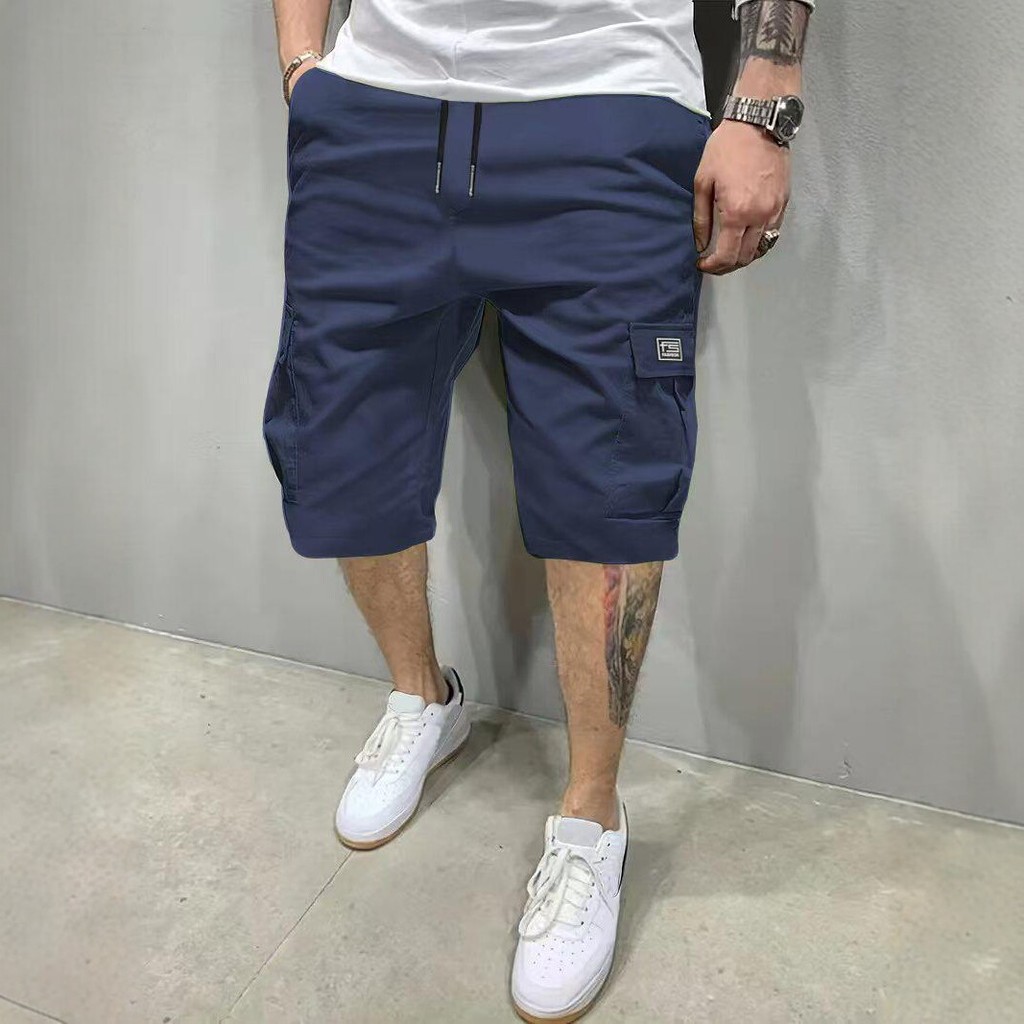 Calças Masculinas De Verão Para Trabalho , Shorts Casuais Com Cordão De Cor Sólida