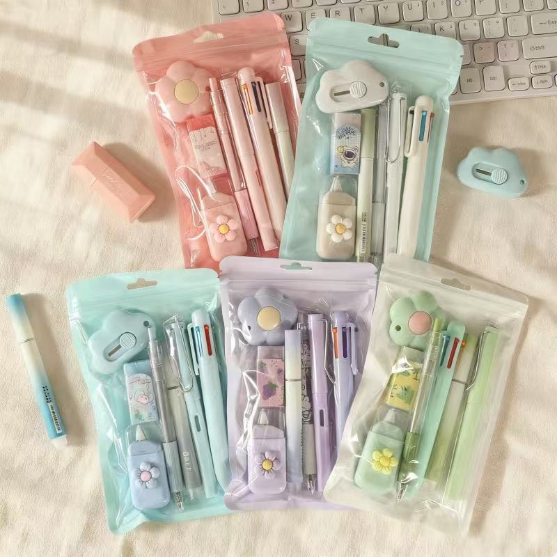 Conjunto de papelaria conjunto de 7 peças pacote de presente estudante escola formatura presente aprendizagem papelaria