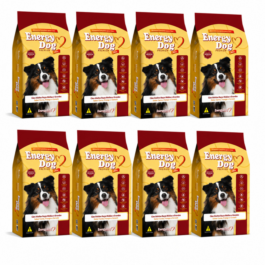 Kit 8 Ração Para Cães Adulto Energy Dog 22% Proteína 1kg