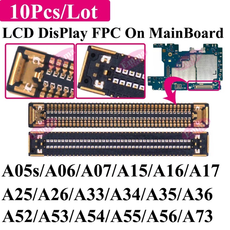 JDT 10 Peças Conector FPC Com Display LCD Para Samsung A15 A25 A35 A55 A73 A05s A06 A07 A16 A17 A26 A33 A34 A36 A52 A53 