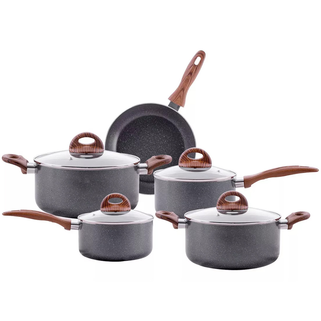 Jogo De Panelas antiaderente Cerâmic Life Smart Plus Em Alumínio Indução 5 peças Granito Brinox