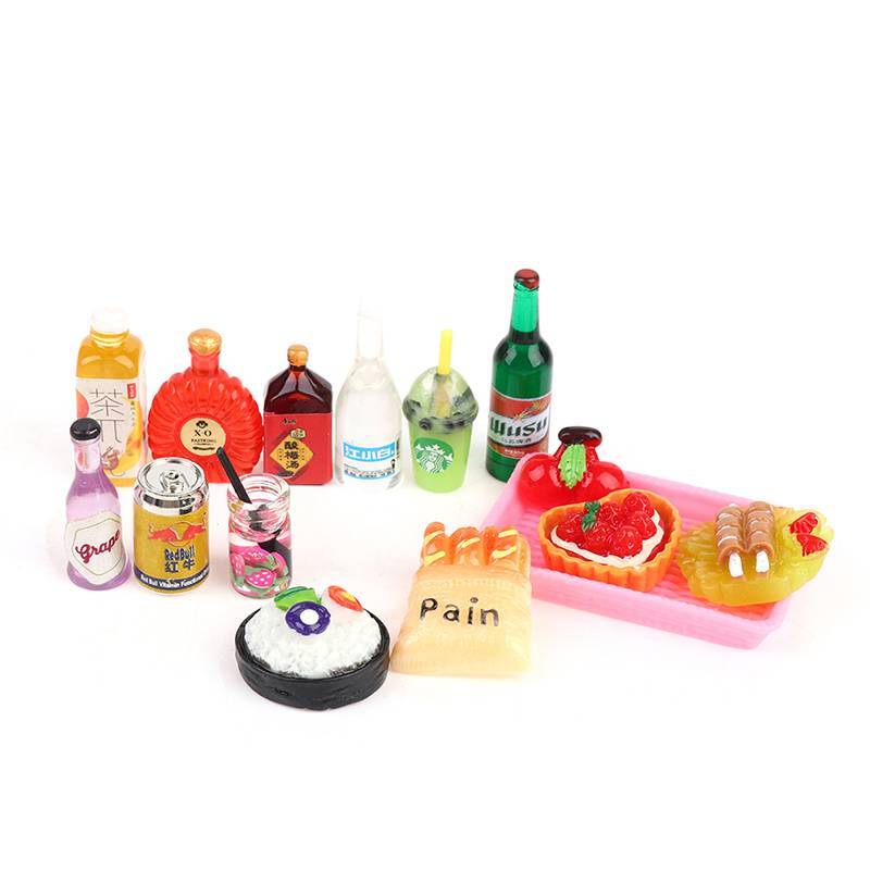 sweetmvzn 5 Unidades 1 : 12 Casa De Bonecas Mini Garrafa De Bebida Comida Prato De Sobremesa Fingir Brincar Brinquedo De