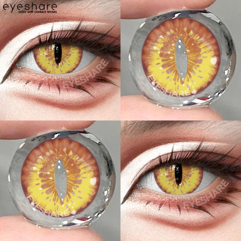 Eyeshare Lentes De Contato Coloridas SPIRITEYE 1 Par Halloween Evil Eye Ouro Olho De Gato Cosplay Lente Maquiagem
