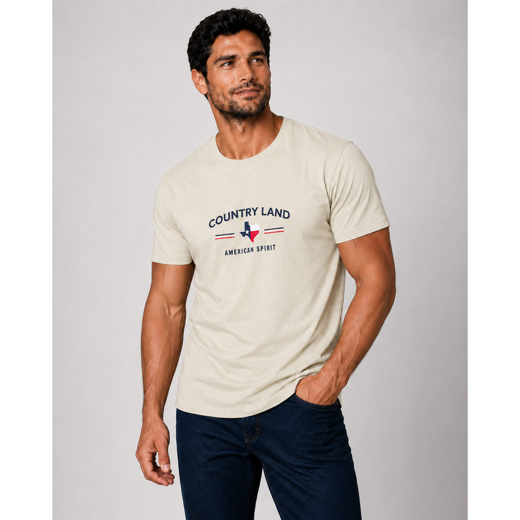 Camiseta Masculina Gola Redonda Lisa Estampada Bordada Country Casual Dia a Dia Festa Presente