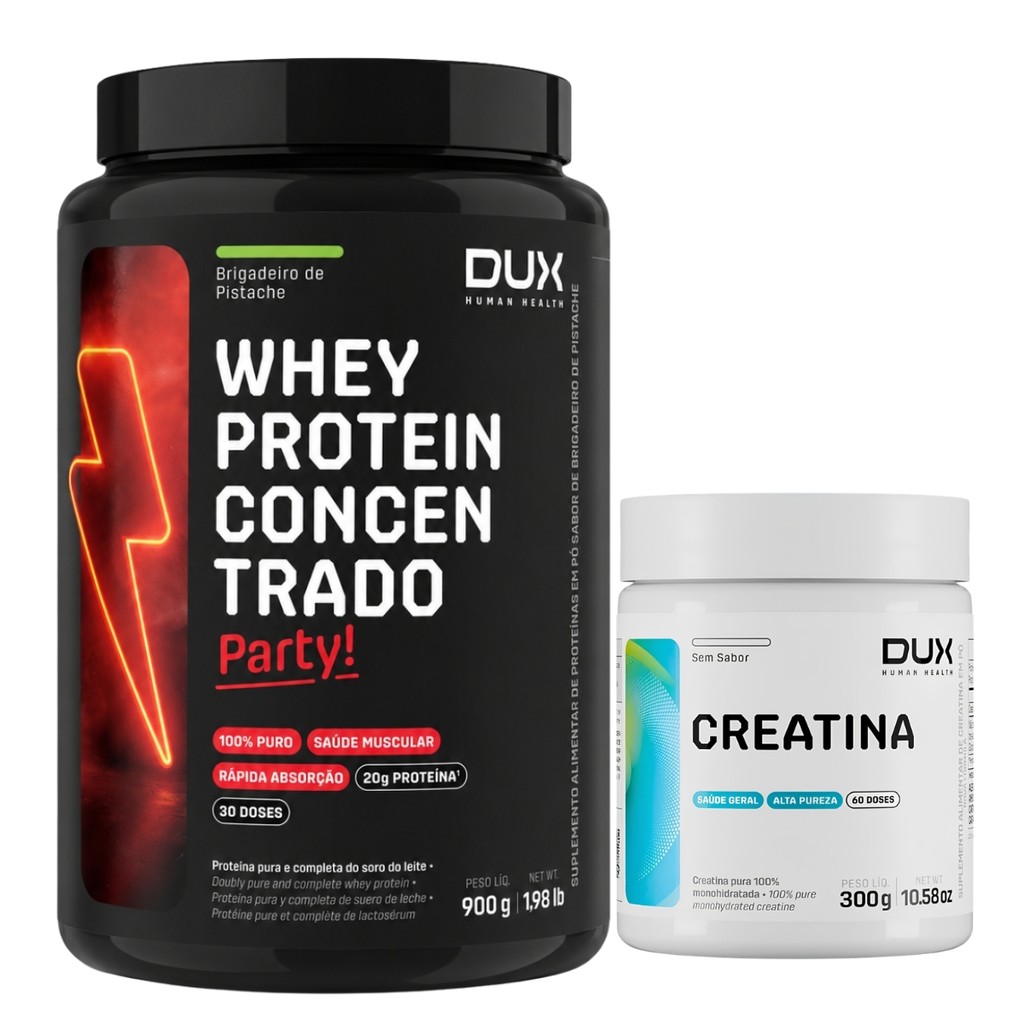 Whey Protein Concentrado Party Dux pote 900g + Creatina 300g