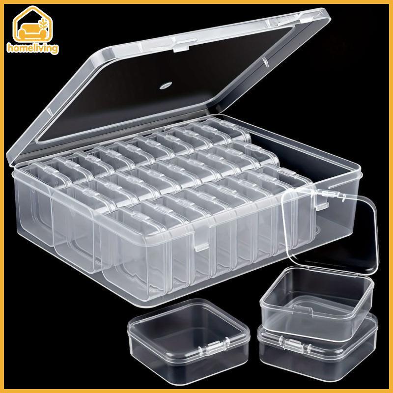 HomeLiving Mini Caixa De Armazenamento De Plástico Transparente , Grade Pequena Quadrada Com Tampa , Recipiente Selado P