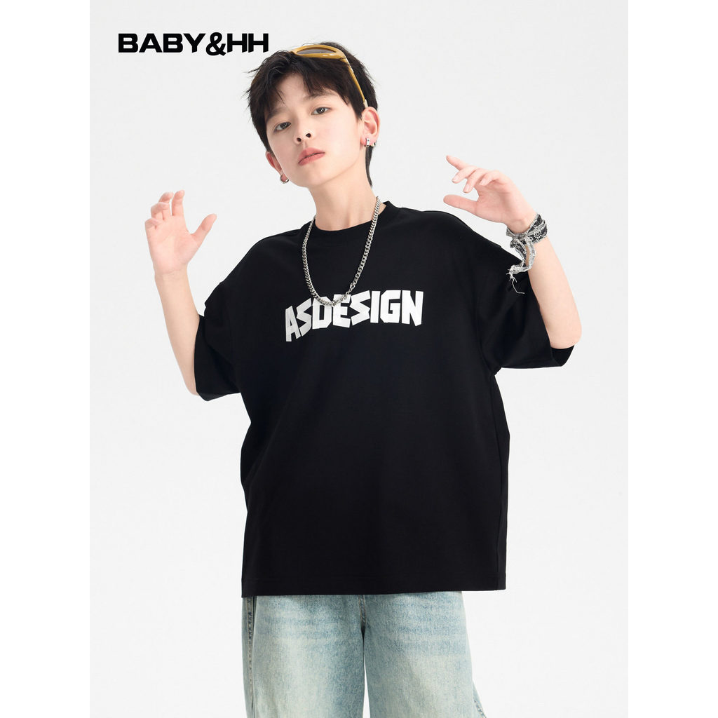 Meninos verão estilo coreano preto esportes de manga curta camiseta 2026 novo estilo juventude crianças meia manga legal