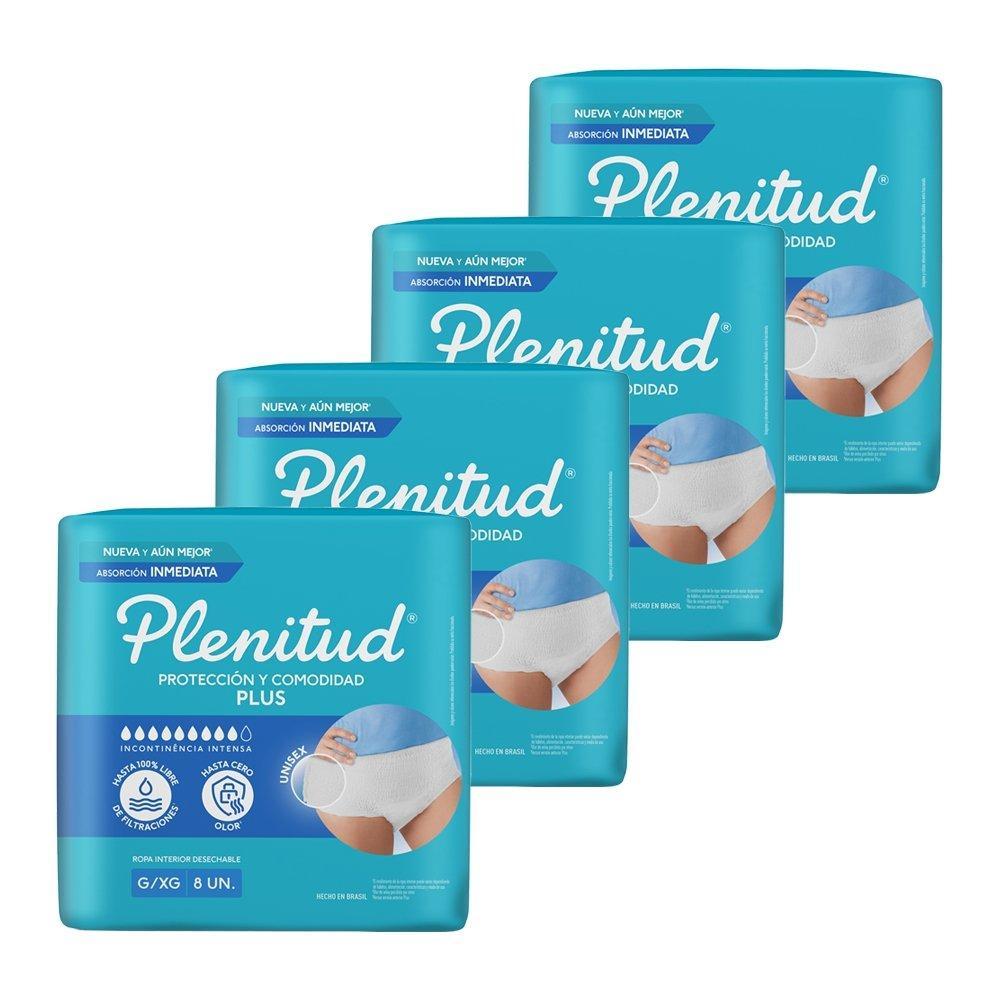 Roupa Íntima Plenitud Protect Plus Tamanho G/XG - 4 Pacotes com 8 Fraldas - Total 32 Tiras