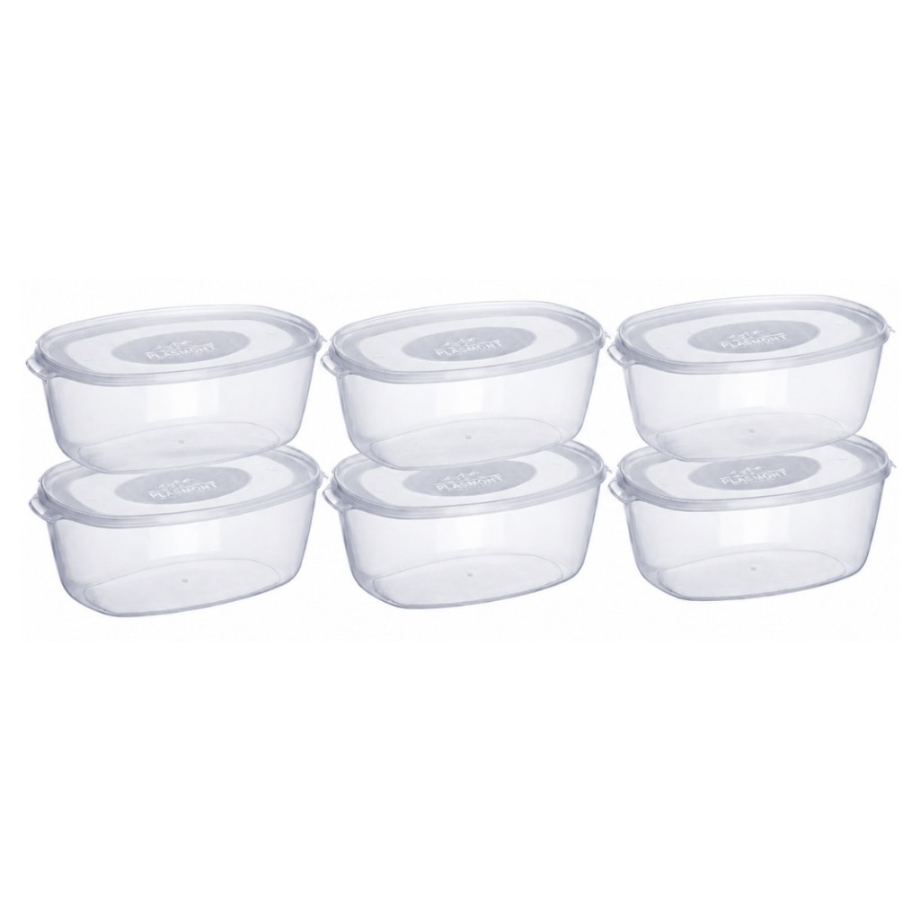 Kit 6 Potes Ovais Plástico Transparente 8 Litros Cozinha Mantimentos Alimentos Geladeira