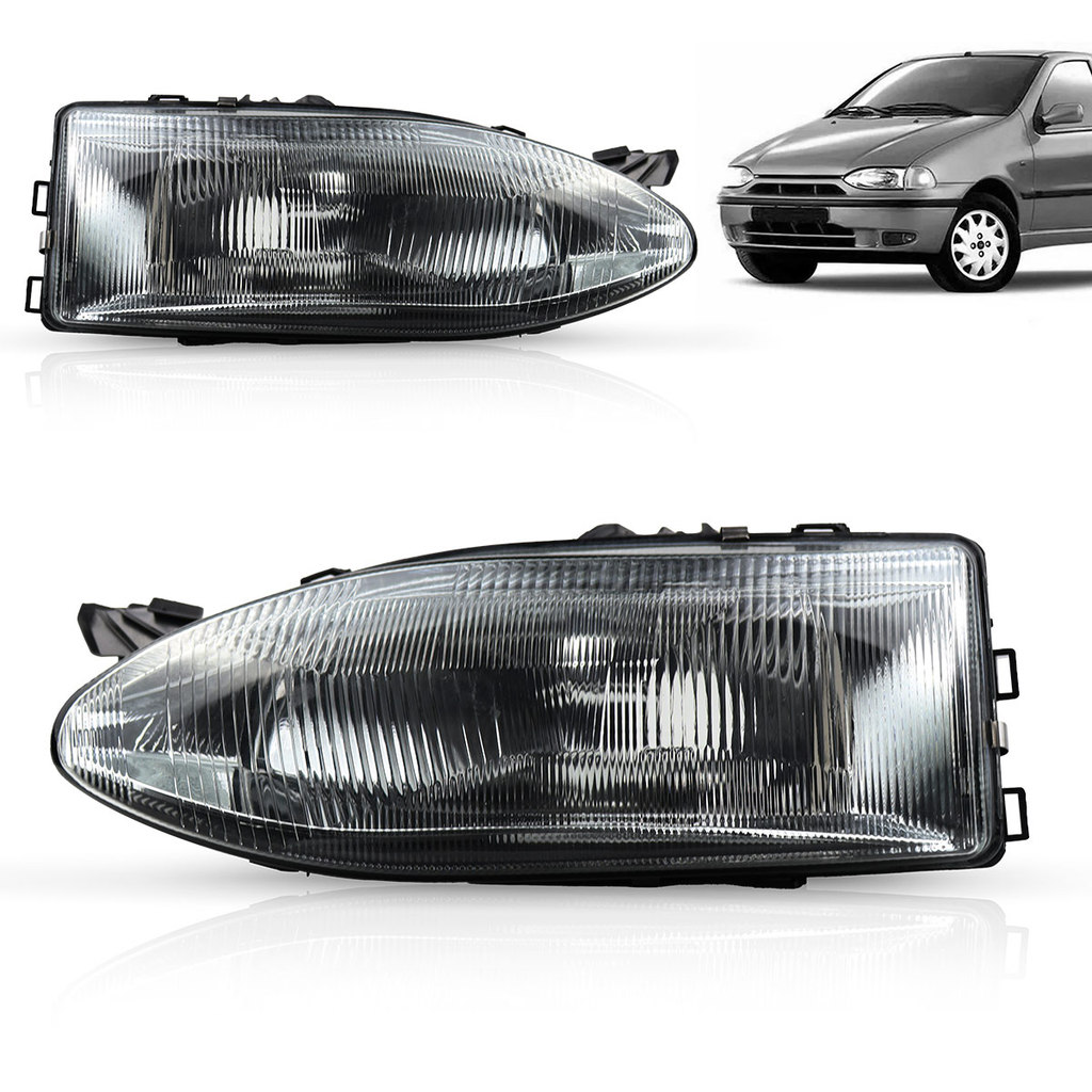 Farol Palio 96 97 98 99 2000 Cromado Lente Vidro