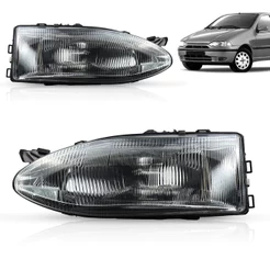 Farol Palio 96 97 98 99 2000 Cromado Lente Vidro