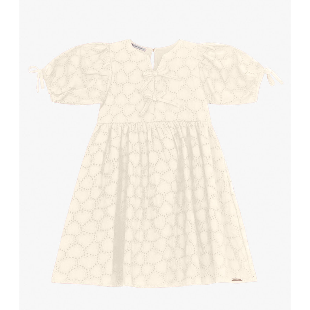 Vestido em Laise Corações e Viscose Khy Trick Nick Off White
