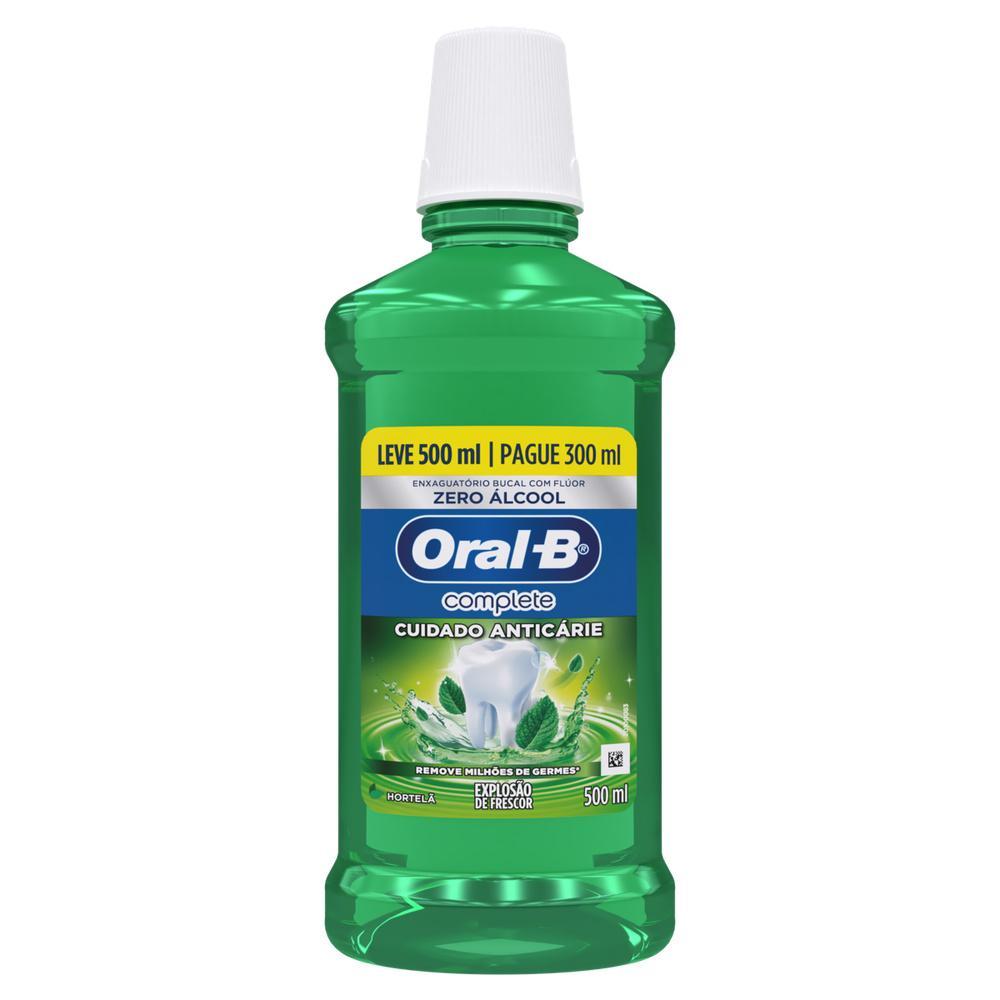 Antisséptico Bucal Oral-B Complete Hortelã Leve 500mL Pague 300mL