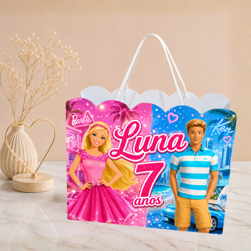 Sacolinha Barbie Personalizado | Sacolinha | Mimos | Lembrancinha | Aniversário Margarida Flor PEGUE E MONTE