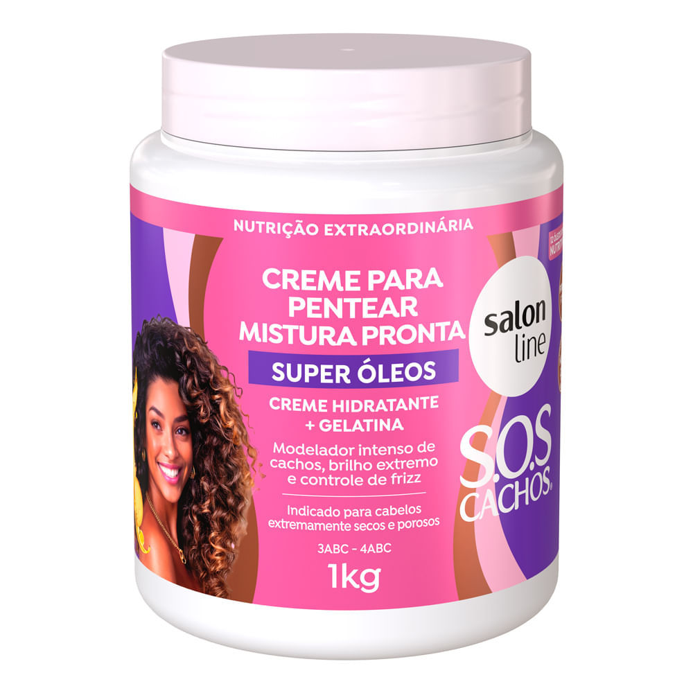 Creme Pentear Mistura Pronta Salon Line SOS Super Óleos Creme Hidratante e Gelatina 1kg