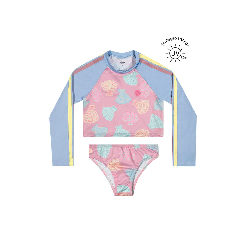 Conjunto de Praia Infantil Menina Proteção UV Elian Rosa