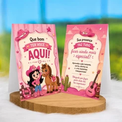 10 a 30 Plaquinhas de mesa BOIADEIRINHA Country - Centro de mesa Lembrancinha de festa infantil