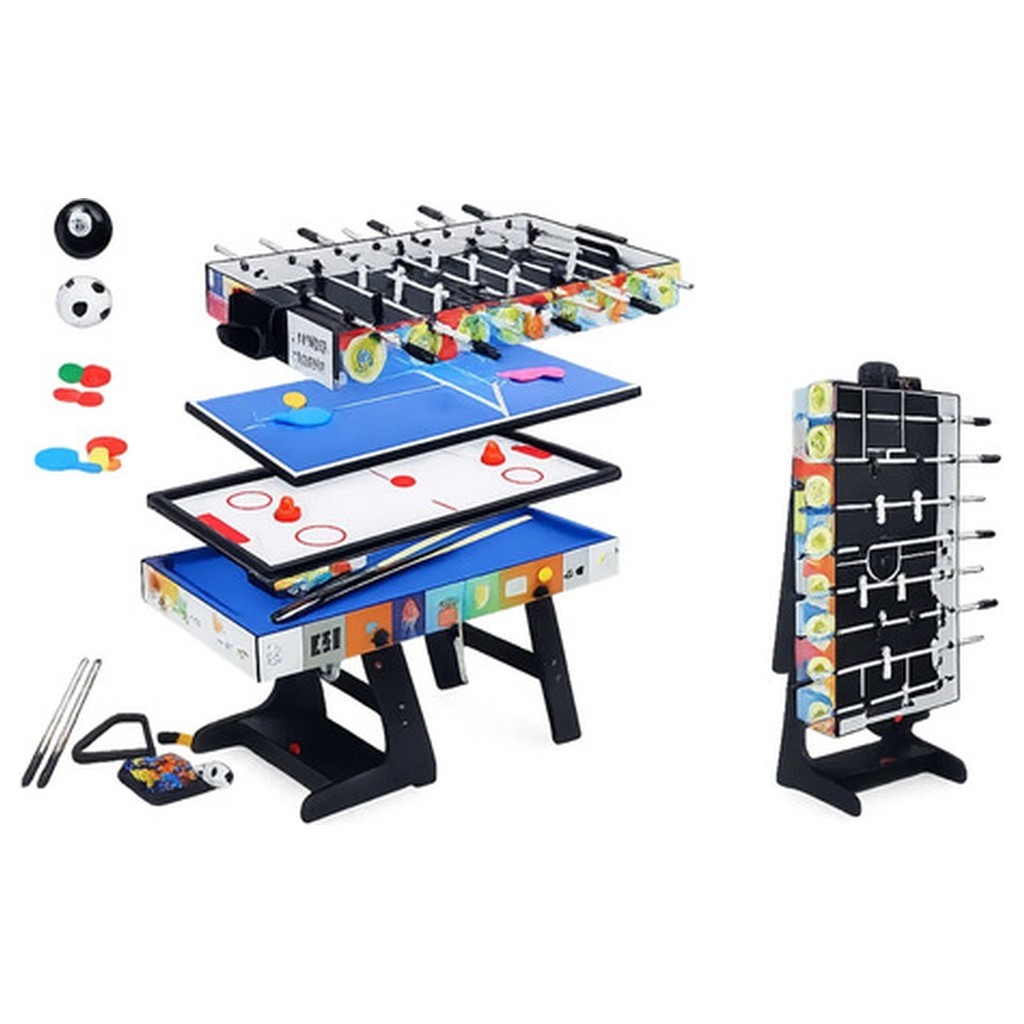 Mesa Multijogos 4 em 1 Dobrável Vertical Easy Peasy Pebolim Bilhar Air Hockey Tênis Mesa MDF 64cm