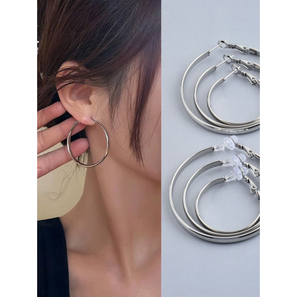 Brincos de argola grandes de face larga da moda Tik Tok Street Shooting Girls Brincos Círculos europeus americanos Joias
