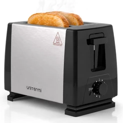 Torradeira Aço Elétrico 650W Inox 2 Fatias Pães 6 Níveis De Tostagem Automática Bandeja Removível