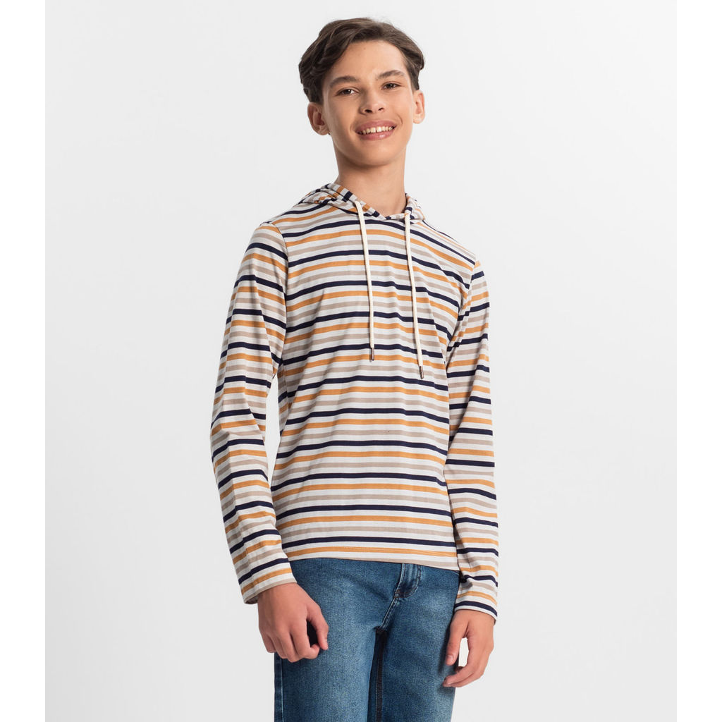 Camiseta Juvenil Menino Listrada Minty Marrom