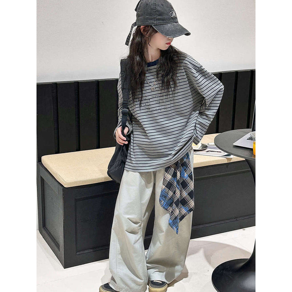 Novo estilo meninas de manga comprida camiseta primavera outono 2025 estilo ocidental crianças meninas camisa de fundo g
