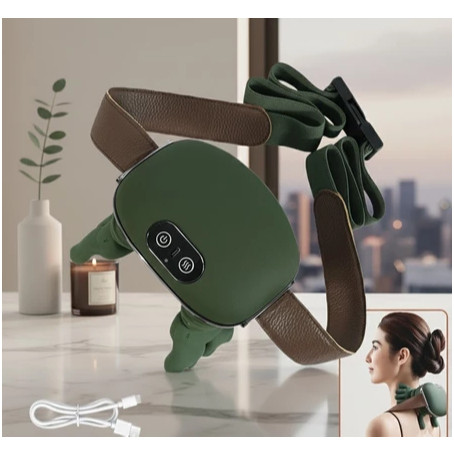Massageador Shiatsu Elétrico com Aquecimento – Portátil para Pescoço, Ombros, Costas 3 Níveis de Intensidade USB-C