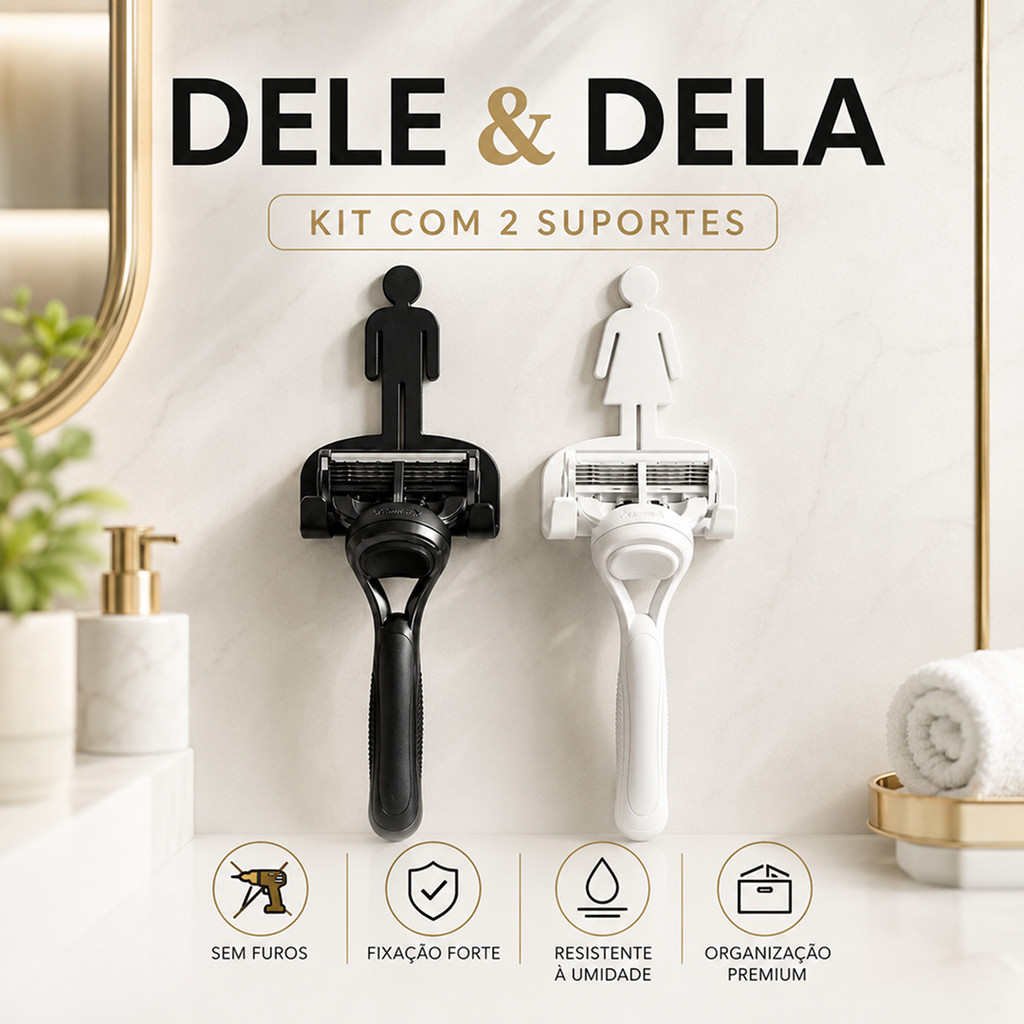 Suporte De Lâmina De Barbear Dele ou Dela Conjunto Kit Feminino Masculino Parede Banheiro Organizador