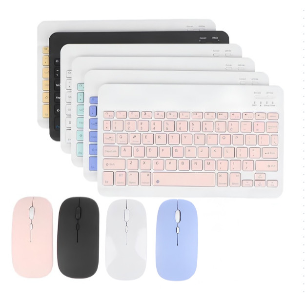 Combo Teclado + Mouse Bluetooth Sem Fio, Silencioso e Recarregável Para Tablet - Celular e Notebook
