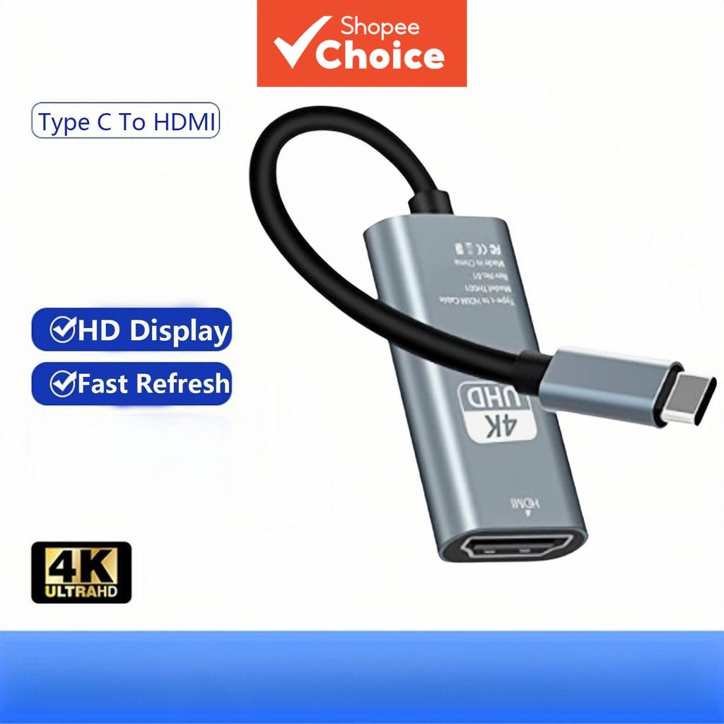 Adaptador Tipo C para HDMI 4K 60Hz Cabo Conversor Thunderbolt 3 para TV de MacBook