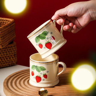 Caneca de cerâmica vintage estilo francês com estampa de morango, caneca de alto valor em estilo europeu pintada à mão c