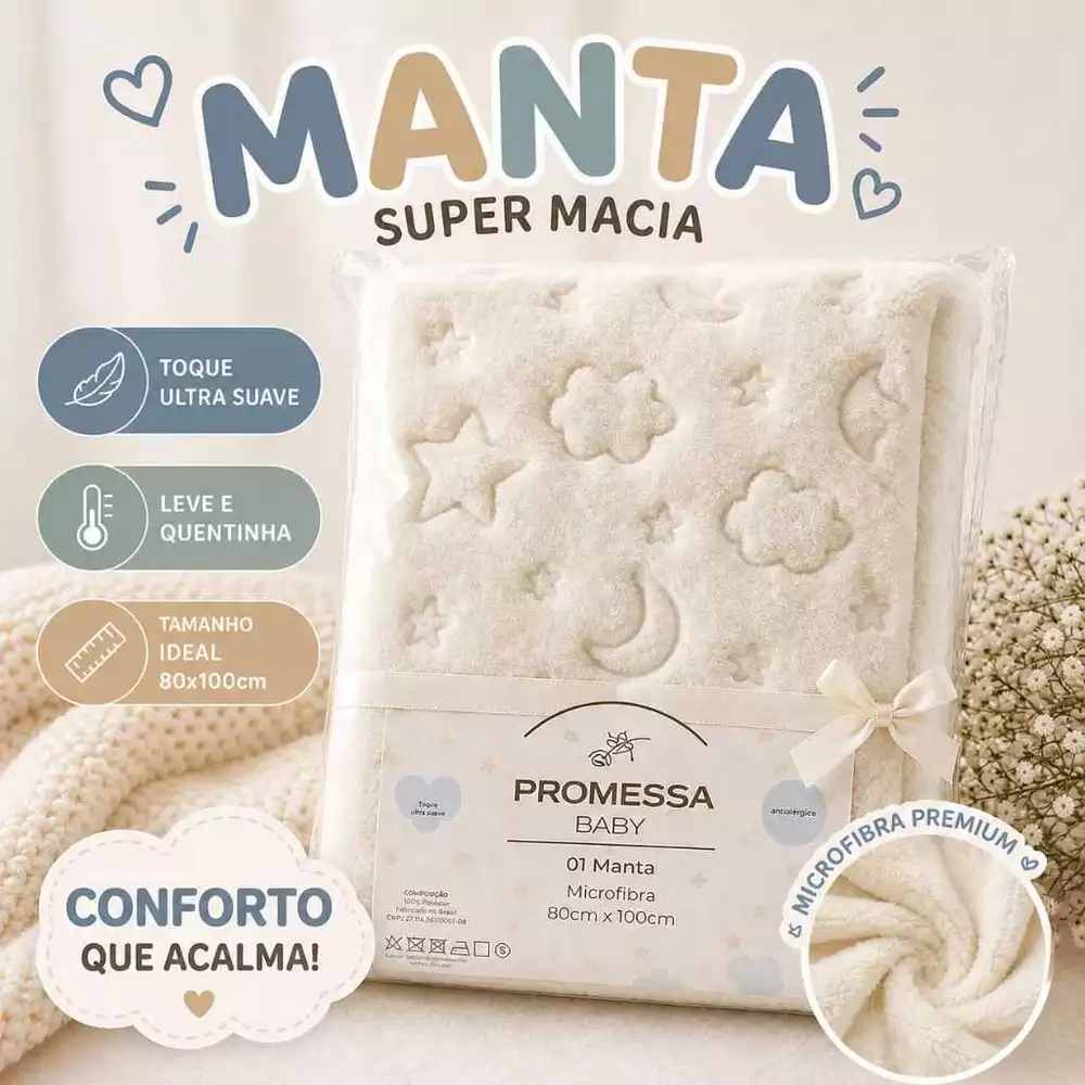 Manta Bebê 3D Ultra Macia Cobertor Mantinha Maternidade Unissex Perfeita