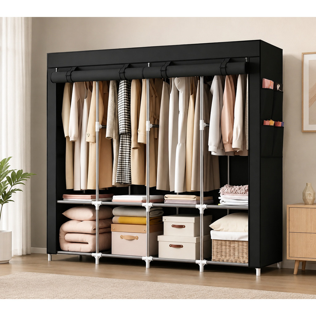 Guarda Roupa Grande Dobrável Armário Arara Organizador Multiuso Roupeiro Cabideiro Sapateira Casa