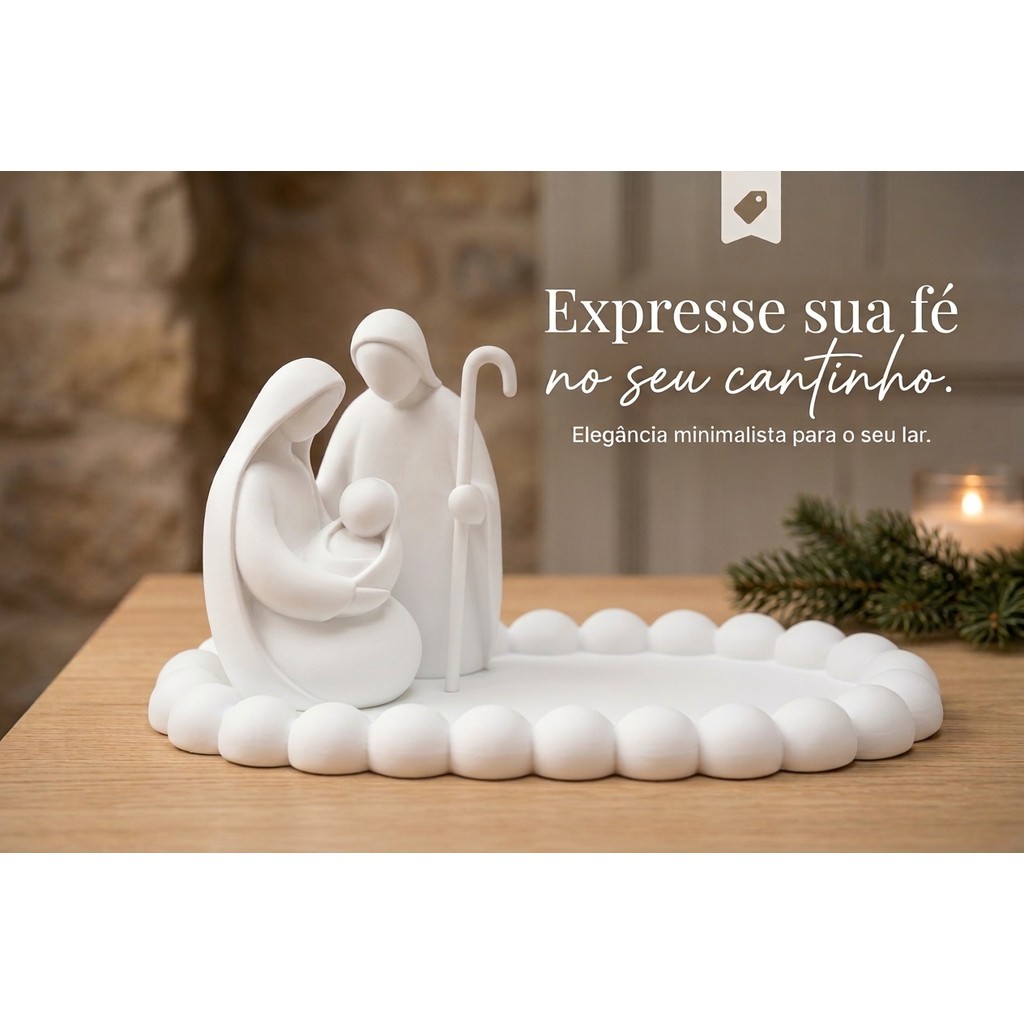 Sagrada Família Minimalista Imagem Sacra Presépio Decoração Católica Escultura Religiosa Presente em PLA 3D