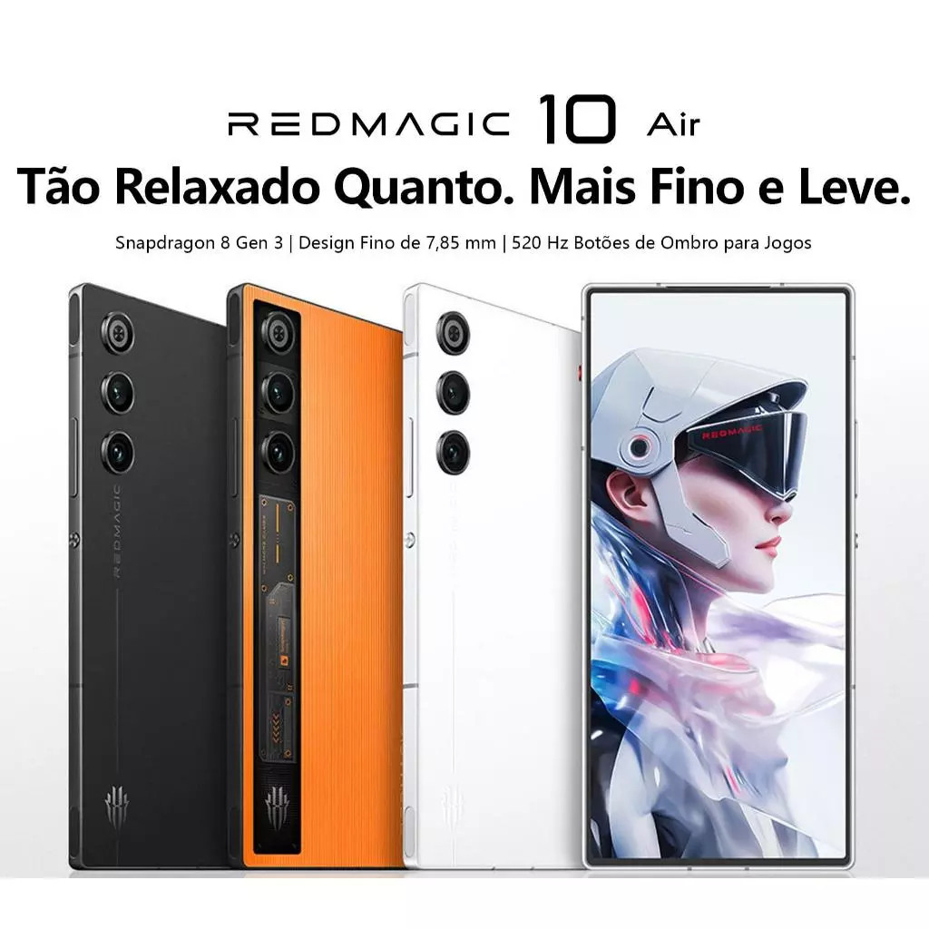 ING7 REDMAGIC 10 Air Smartphone 12/16GB+256/512GB, Fino de 7,85mm, chip duplo Snapdragon 8 Gen 3+R3, 6000m