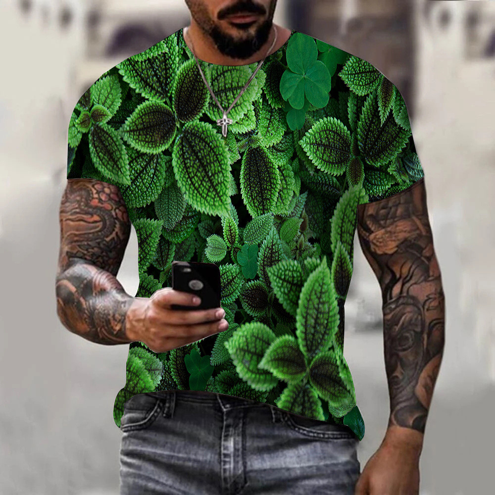 2026 Novos Produtos Em Estoque : Folhas De Lazer Transfronteiriças , Impressão Digital , Camiseta 3D , Manga Curta Com C