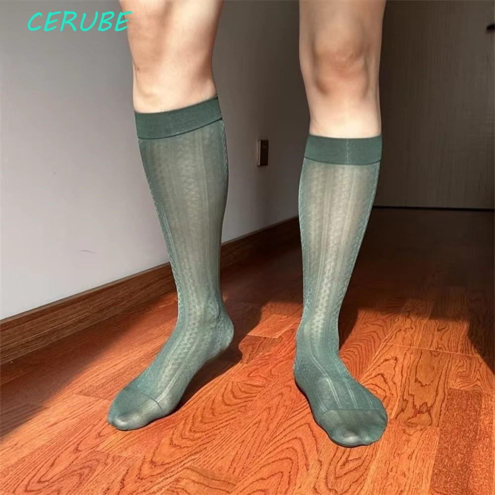 Meia Cano Médio CERUBE , Meias Ultrafinas Masculinas Transparentes De Nylon , Tira Abaixo Do Joelho De Panturrilha
